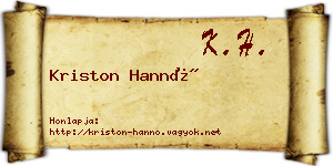 Kriston Hannó névjegykártya
